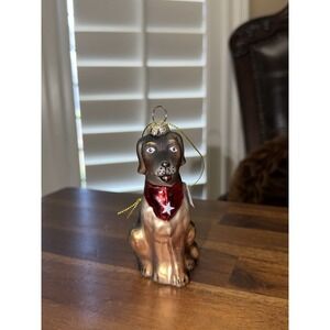 Kohls Melrose Black & Tan Dog Glass Christmas Ornament St Nicholas Square NEW